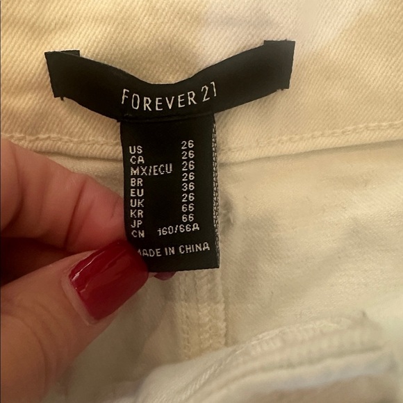 Forever 21 white carpenter denim jeans women’s size 26 - Picture 2 of 3